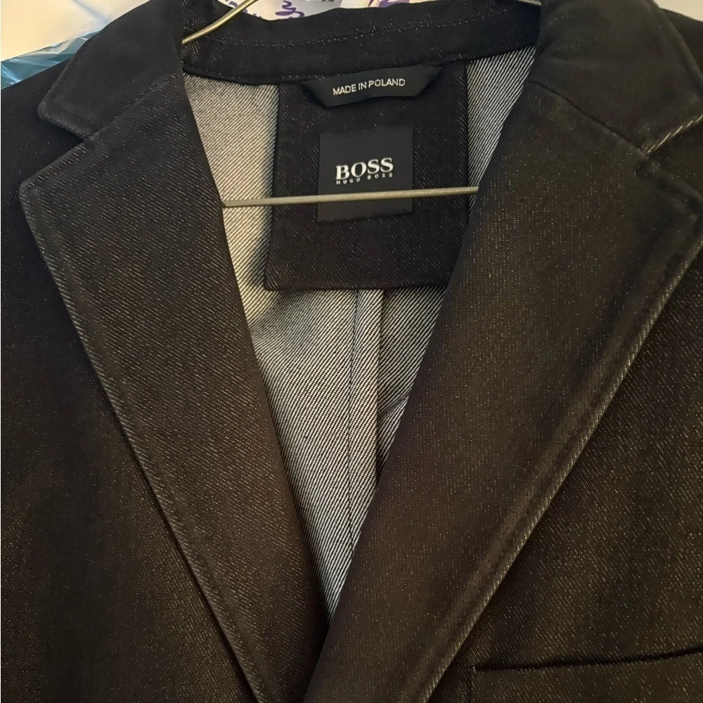 Stylish Classic Hugo Boss Charcoal  Casual Black Blazer for Men Traditional fit